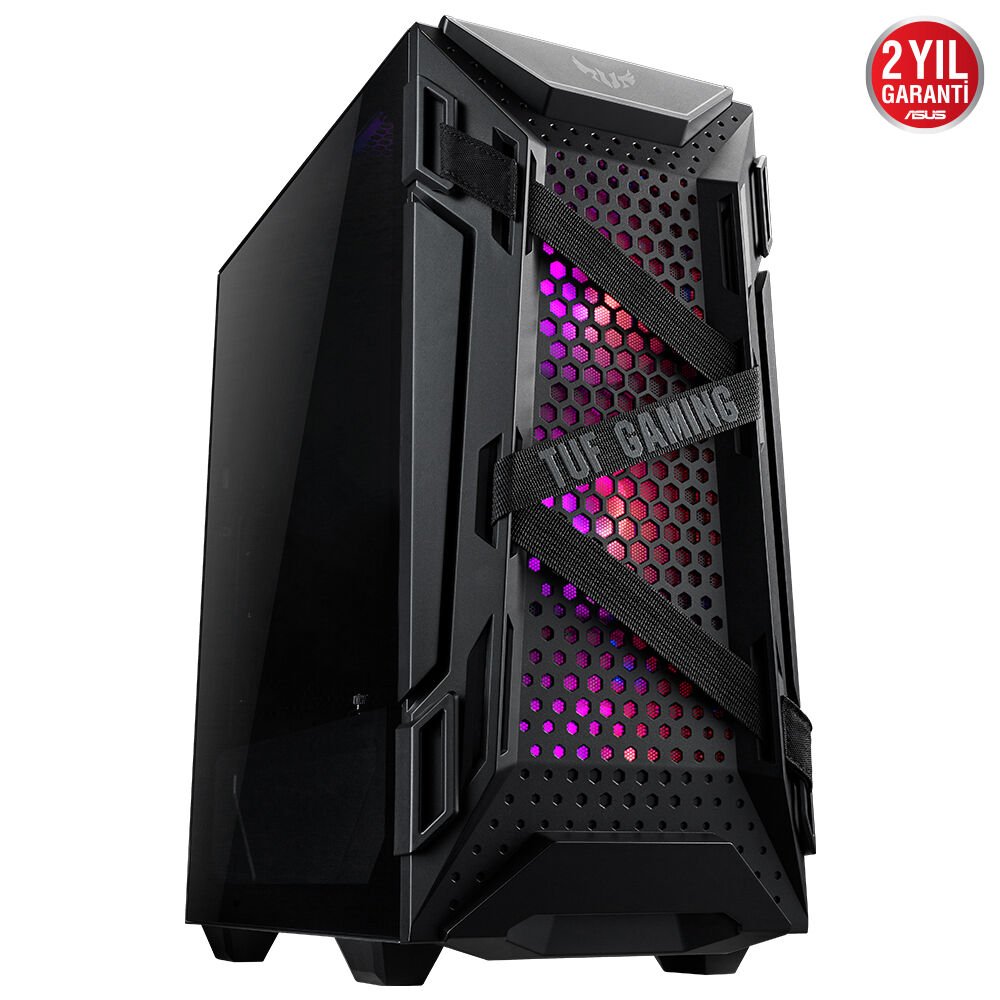 ASUS TUF GAMING GT301 ADRESLENEBİLİR RGB FANLI TEMPERLİ CAM VGA TUTUCULU USB 3.1 ATX OYUNCU KASASI