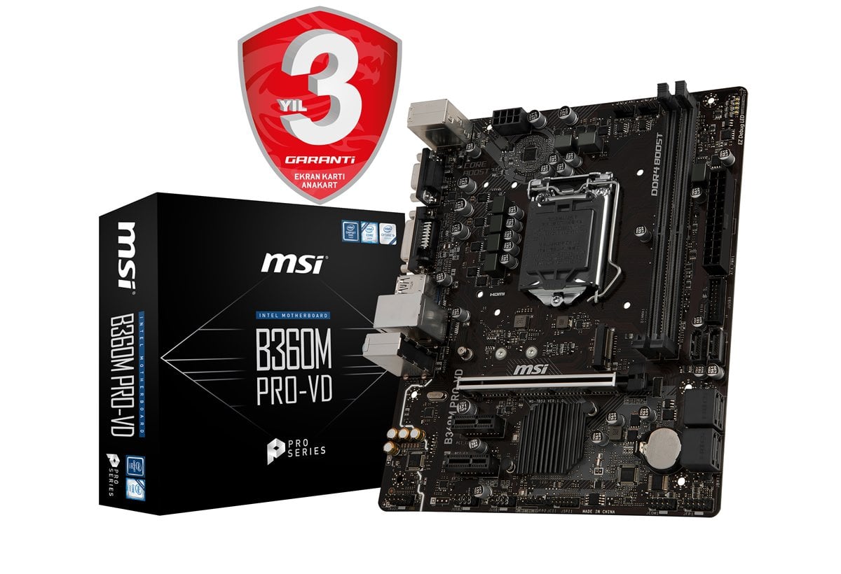 MSI B360M PRO-VD SOKET 1151 DDR4 2666 DVI VGA USB3.1 mATX