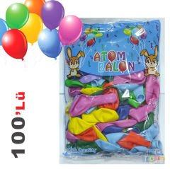 Karışık Renkli Balon 100'Lü (12 İNÇ) Büyük