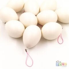 Yumurta İpli 10 Adet Süs (Boyama Objesi Sanat Malzemeleri) 7051 Beyaz