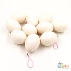 Yumurta İpli 10 Adet Süs (Boyama Objesi Sanat Malzemeleri) 7051 Beyaz
