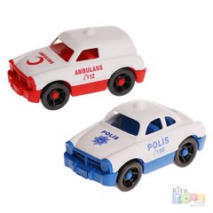 Kırılmaz Ambulans Polis Arabalar 12'Li Kutu (Plastik Bıdık Araçlar) Yk-007