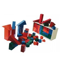 Ahşap Bloklar 68 Parça Renkli Blok Sandığı