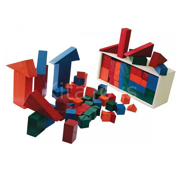 Ahşap Bloklar 68 Parça Renkli Blok Sandığı