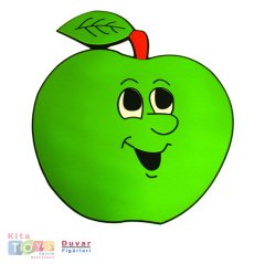 Ahşap Duvar Figürü Yeşil Elma