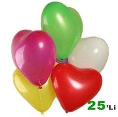 Kalp Balon Karışık RENKLİ 25'Li