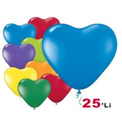Kalp Balon Karışık RENKLİ 25'Li