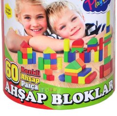 60 Parça Renkli Ahşap Bloklar