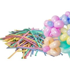 Sosis Balon 100'lü Pastel Karışık Renkli Makaron