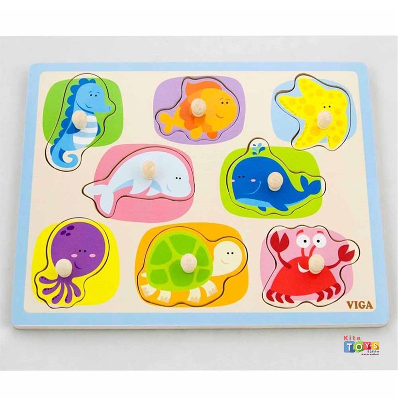 Deniz Hayvanları Puzzle (Tutmalı Okul Öncesi Oyuncak)