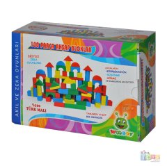 100 Parça Ahşap Blok Renkli (Küçük) Bloklar