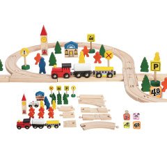Ahşap Tren Seti 48 P (Anaokulu Oyuncakları)