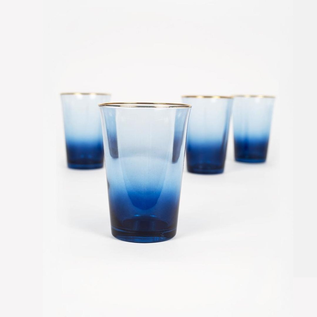 Rakle Gold Iconic 4'lü Su Bardağı Seti Mavi