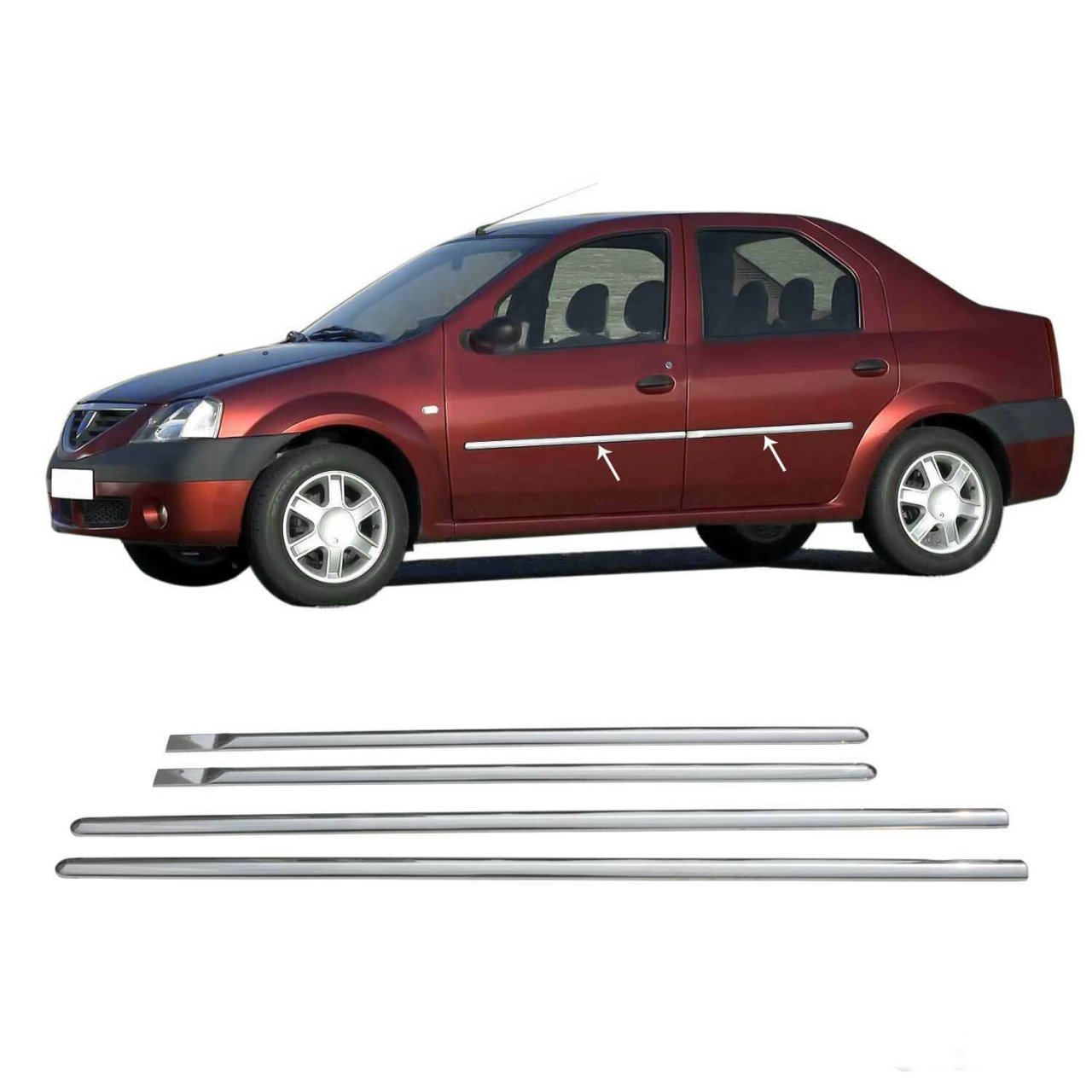 Dacia Logan Krom Kapı Çıtası Takımı 2005-2008 Paslanmaz Çelik