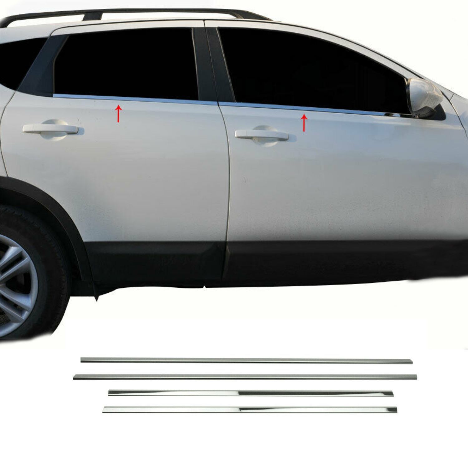 Nissan Qashqai Krom Cam Çıtası 2010-2013 4Prç Paslanmaz Çelik
