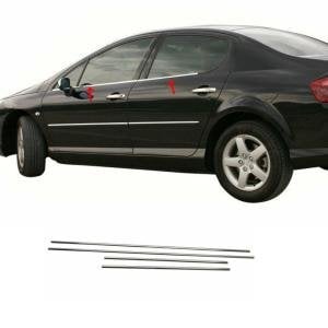 Peugeot 407 Krom Cam Çıtası Takımı 4 Parça Paslanmaz Çelik