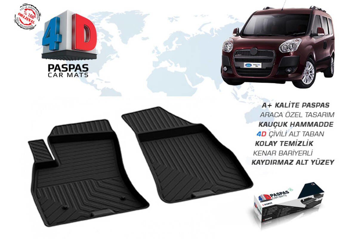 Fiat Doblo 2 4D Havuzlu Paspas Siyah Ön 2 Parça 2010-2021 Arası