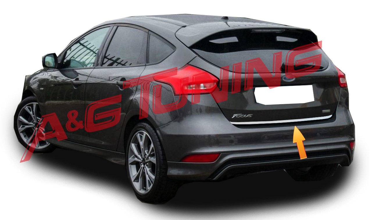 Ford Focus 3 Hatchback Krom Bagaj Alt Çıta Formlu 2015-2017 ve Arası Paslanmaz Çelik