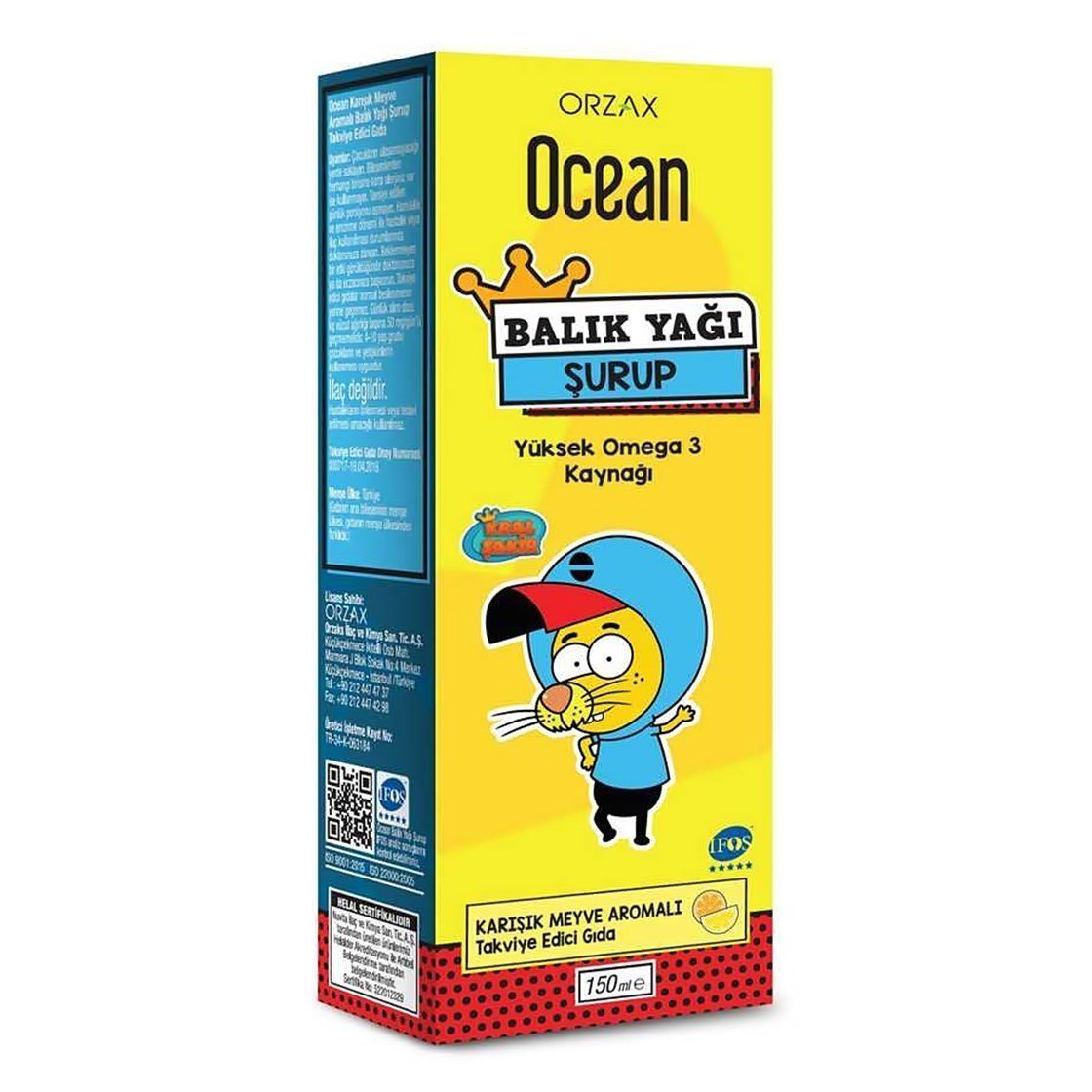 Ocean Balık Yağı Karışık Meyve Aromalı Şurup Kral Şakir 150ml