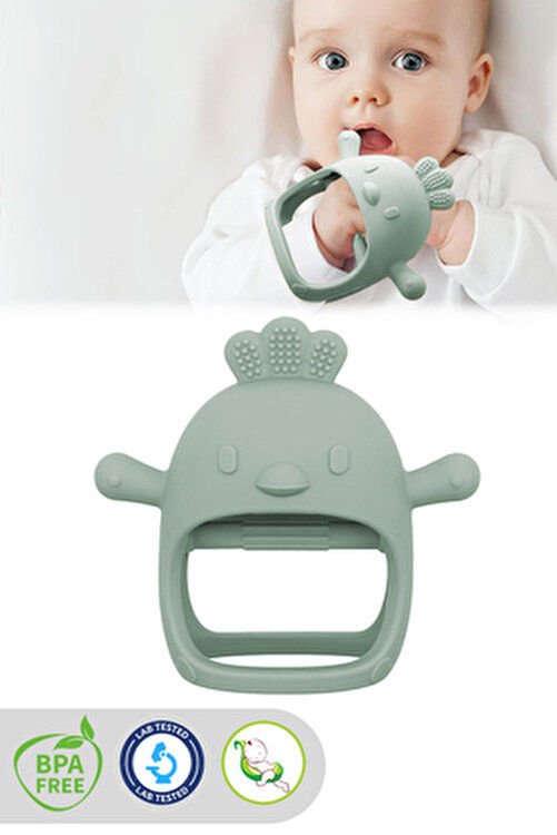 Meleni Baby Yenidoğan Silikon Bebek Diş Kaşıma Eldiveni - Yeşil