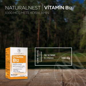 Natural Nest Vitamin B12 (Metilkobalamin) Takviye Edici Gıda 60 Tablet