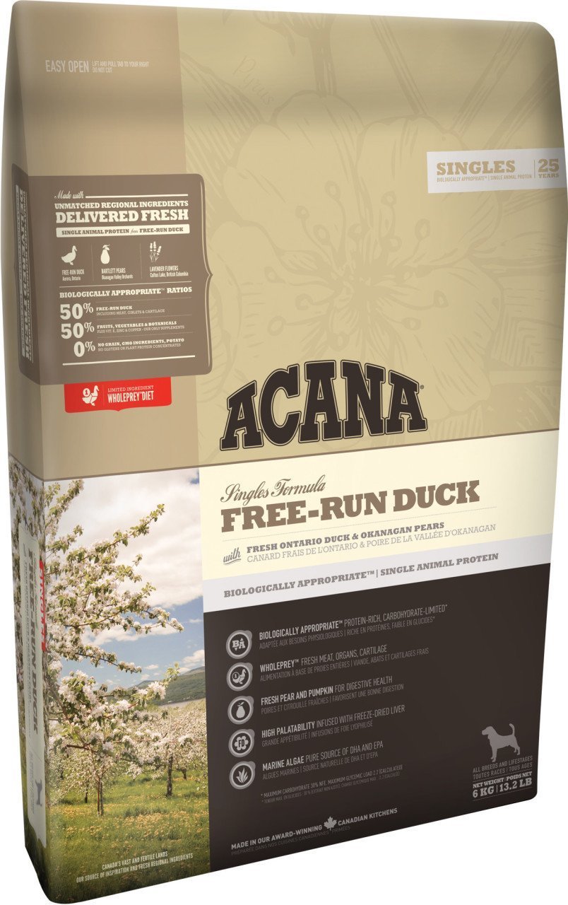 Acana Singles Free-Run Duck 11.4 Kg Ördekli Köpek Maması(Tüm Irk ve Yaşam Evreleri İçin)