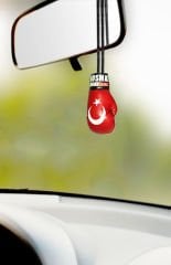 Dosmai Mini Boks Eldiveni El Yapımı Türk Bayrağı Baskılı Dikiz Aynası Süsü HKBE997