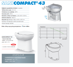 SANİCOMPACT 43 / 1 Klozet + 1 Ünite Foseptik Tahliye Cİhazı - 12 Lt