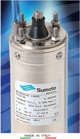SUMOTO OPT 100 - 1 HP 380V 4 İNÇ DERİN KUYU DALGIÇ POMPA MOTORU (TRİFAZE)