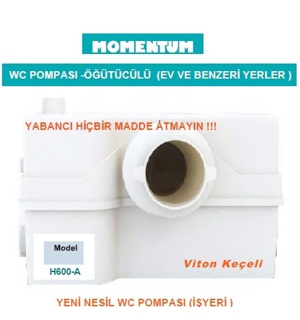 MOMENTUM H600-A  -600W-220V- ÖĞÜTÜCÜLÜ ATIK SU POMPASI (EV VE BENZERİ YERLER İÇİN)