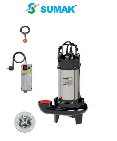 SUMAK SBRT 19/2-P 1.8 HP 380V TRİFAZE PARÇALAYICI BIÇAKLI FOSEPTİK DALGIÇ POMPA