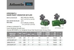 Atlantis Blu QB50.EPC-ST  0.50 Hp 220V  Hidromatlı Hazır Paket Hidrofor Seti