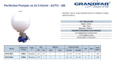 Grandfar AUTO-QB80  24 Litre Küre Tanklı 1Hp 220V Preferikal Pompalı Paket Hidrofor