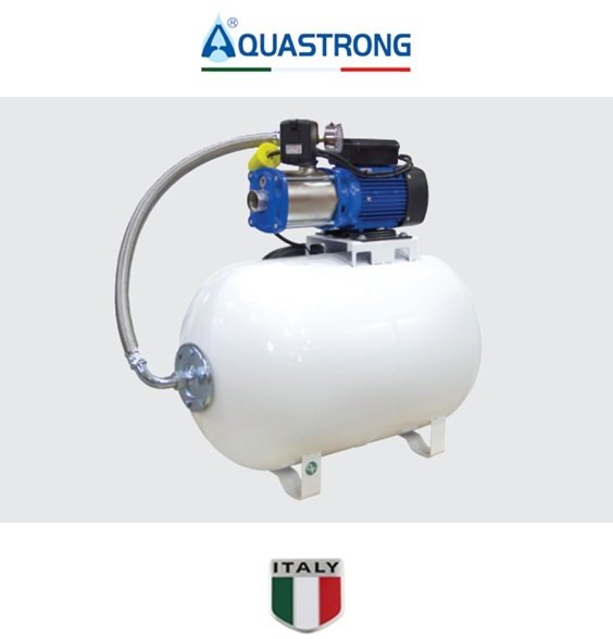 Aquastrong CH 100 XHC 4-7 2Hp 220V 100 Litre Yatay Tanklı Paslanmaz Yatay Kademeli Paket Hidrofor