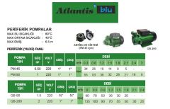 ATLANTİS  QB-200 - 2 HP 220V  PREFERİKAL SÜRTME FANLI POMPA