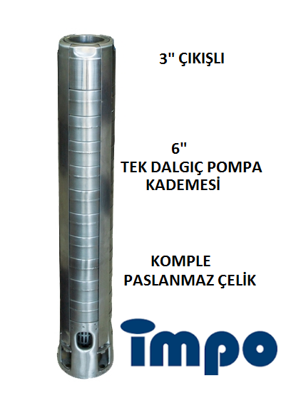 İMPO SS 636/29 - 40 HP TEK KOMPLE PASLANMAZ ÇELİK DALGIÇ POMPA KADEMESİ