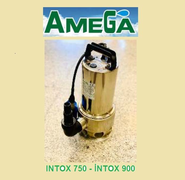 Amega İNTOX 750 750W Çelik Gövdeli Açık Fanlı Pis Atık Su Drenaj Dalgıç Pompa