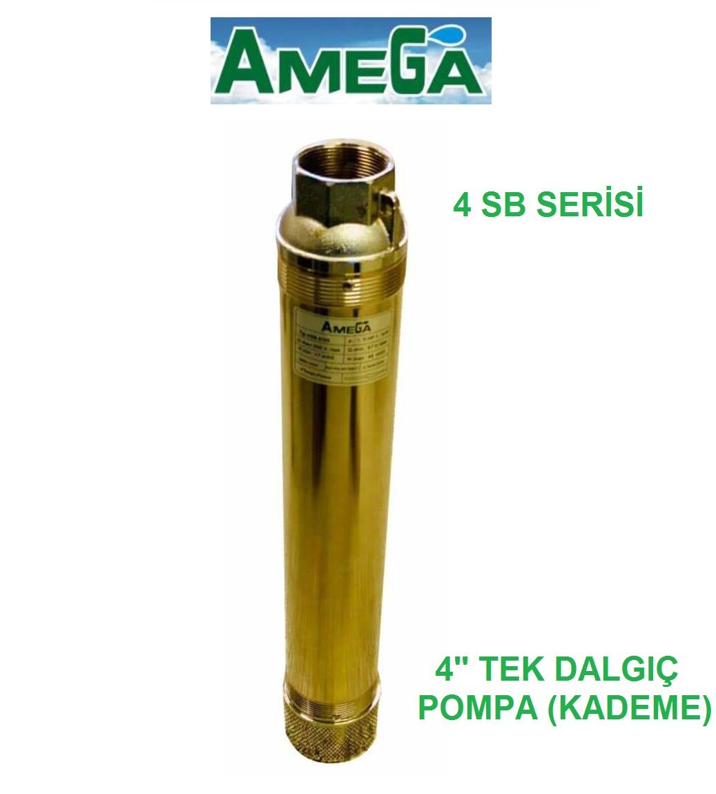 Amega 4 SB 6/08  1Hp  4'' Noril Fanlı Derin Kuyu Çıplak Tek Dalgıç Pompa (Pompa Kademe)