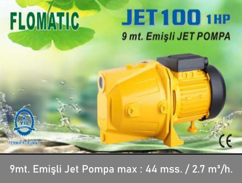 Flomatic Jet 100 M  1Hp 220V  Jet Pompa - 9 mt. Emişli