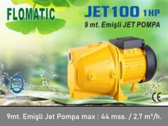 Flomatic Jet 100 M  1Hp 220V  Jet Pompa - 9 mt. Emişli