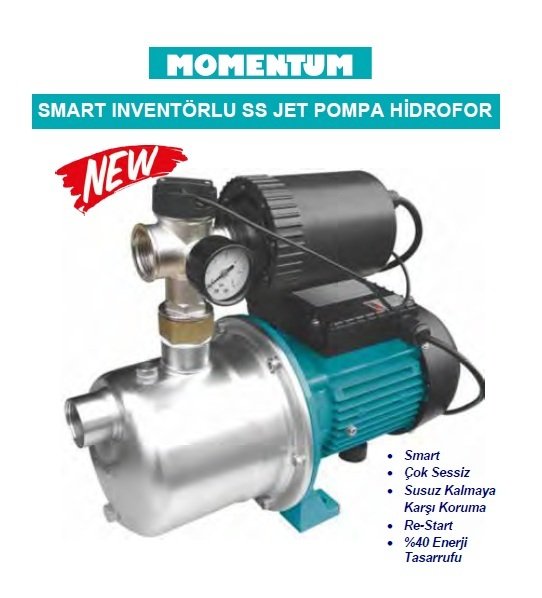 Momentum BS900   1.25Hp 220V Smart İnvertörlü SS Jet Pompalı Paket Hidrofor