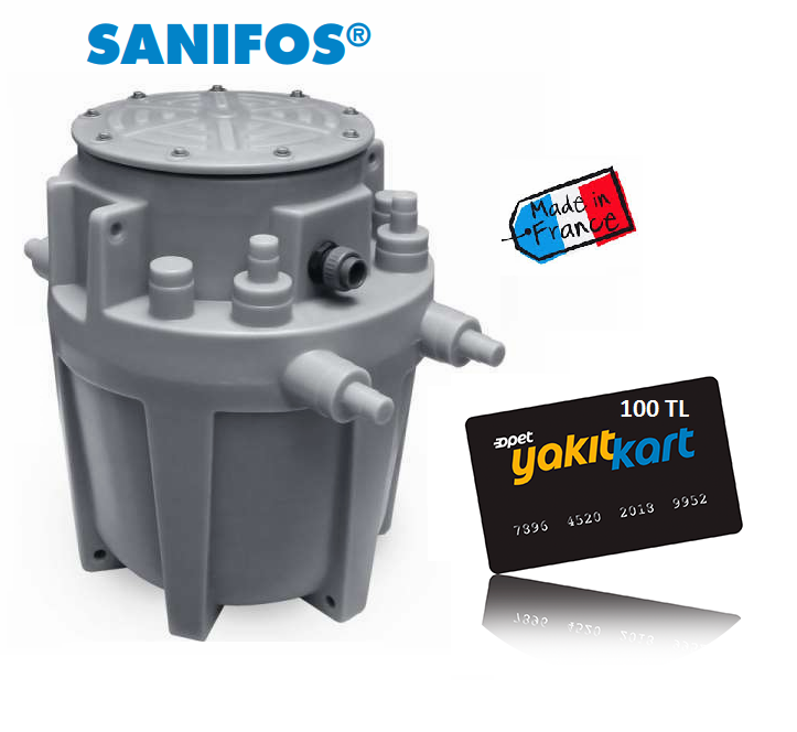 SANİFOS 280 1 GR S  - 220V MONOFAZE BIÇAKLI FOSEPTİK ATIK SU TAHLİYE CİHAZI - TEK POMPALI 280 LİTRE