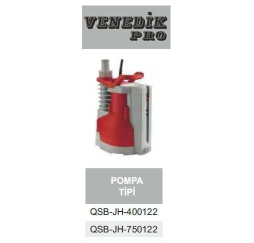 Venedik Pro QSB-JH-400122  400W 220V Plastik Gövdeli Temiz Su Drenaj Dalgıç Pompa (Gizli Flatörlü)