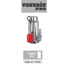 Venedik Pro QSB-JH-1100B  1100W 220V Paslanmaz Çelik Gövdeli Temiz Su Drenaj Dalgıç Pompa (Yüksek Debili)