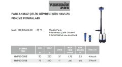 Venedik Pro HYP50-075B  75W 220V Paslanmaz Çelik Gövdeli Süs Havuzu Fıskiye Pompası (3 Nazıllı)