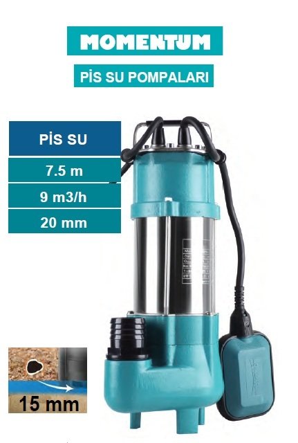 MOMENTUM PSP9-7.5/0.25 0.35hp 220v Açık Fanlı Pis Su Dalgıç Pompa