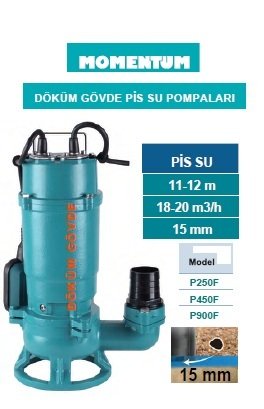 MOMENTUM P250F 0.35hp 220v Açık Fanlı Döküm Gövdeli Pis Su Dalgıç Pompa