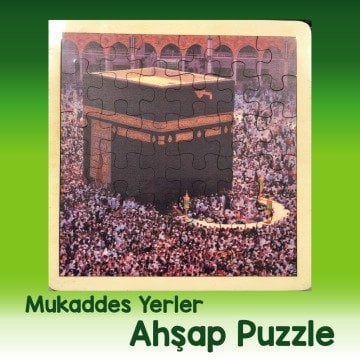 Mukaddes Yerler Kabe Ahşap Puzzle 33x33cm