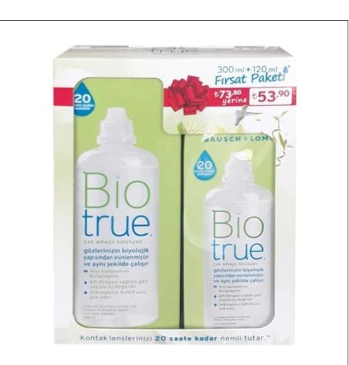 Bio True Lens Solüsyonu 300 ml + 120 ml 2'li Paket