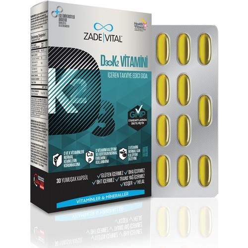 Zade Vital D3+K2 Vitamini 30 Yumuşak Kapsül